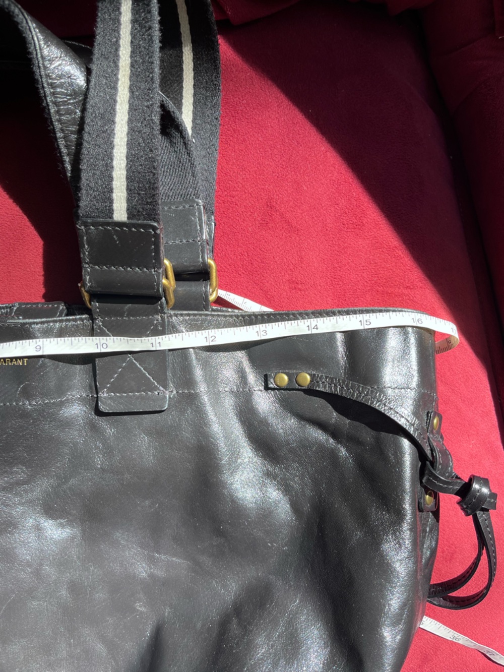 Isabel Marant Wardy Tote—Double-Handle Black Leather with Gold Zipper - Picture 16 of 16